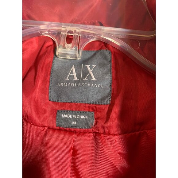 RARE Armani Exchange Quilted Coat Jacket w Patches Red Winter Womens Size Medium - Picture 8 of 9